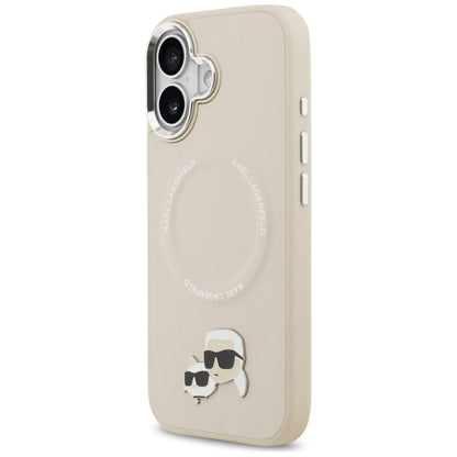 Capa MagSafe para Apple iPhone 17, Karl Lagerfeld, Karl & Choupette Pins, Bege