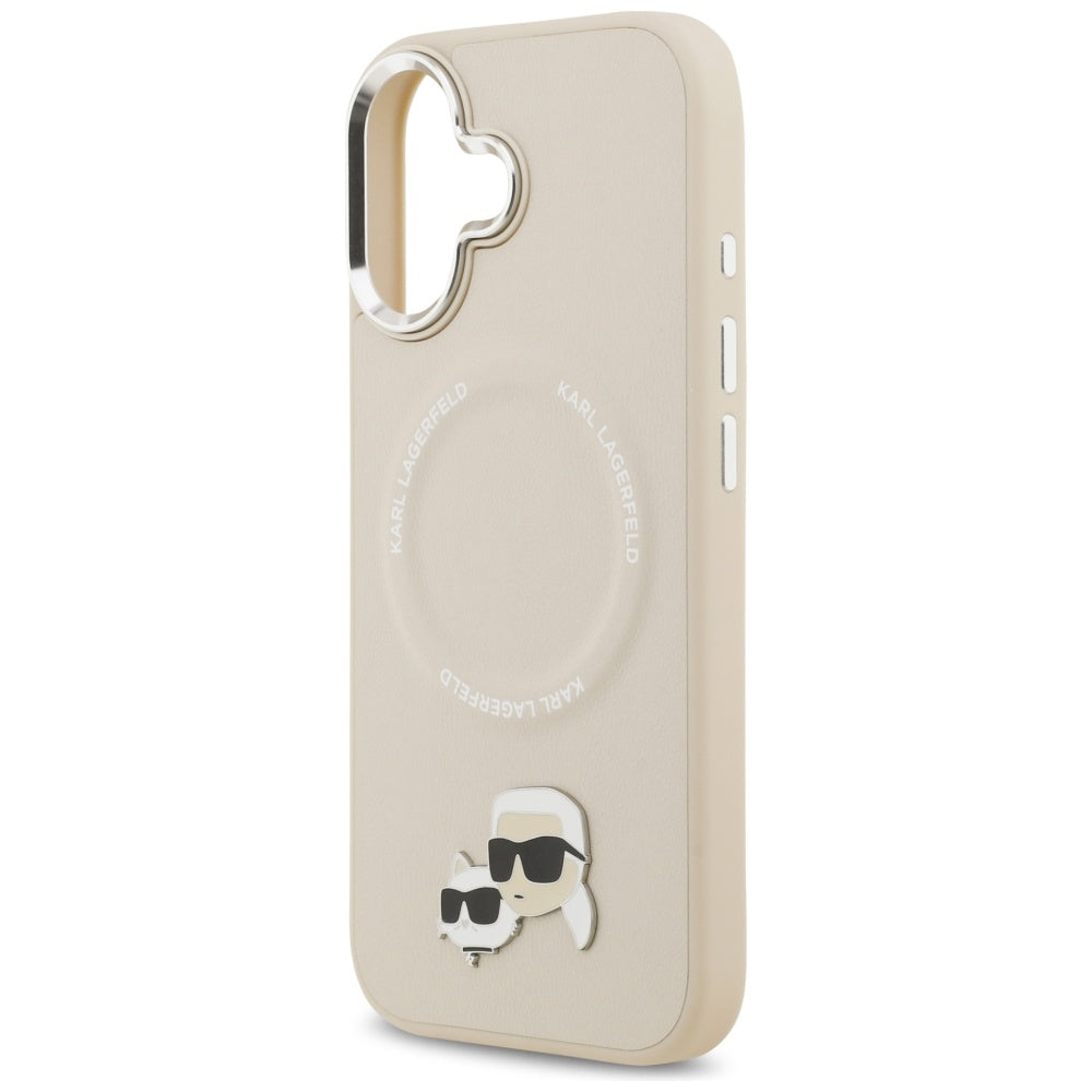 Capa MagSafe para Apple iPhone 17, Karl Lagerfeld, Karl & Choupette Pins, Bege