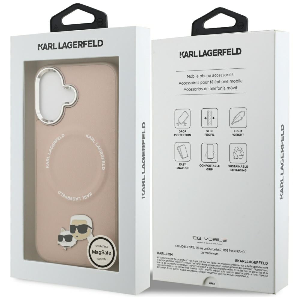 Capa MagSafe para Apple iPhone 17, Karl Lagerfeld, Karl & Choupette Pins, Rosa