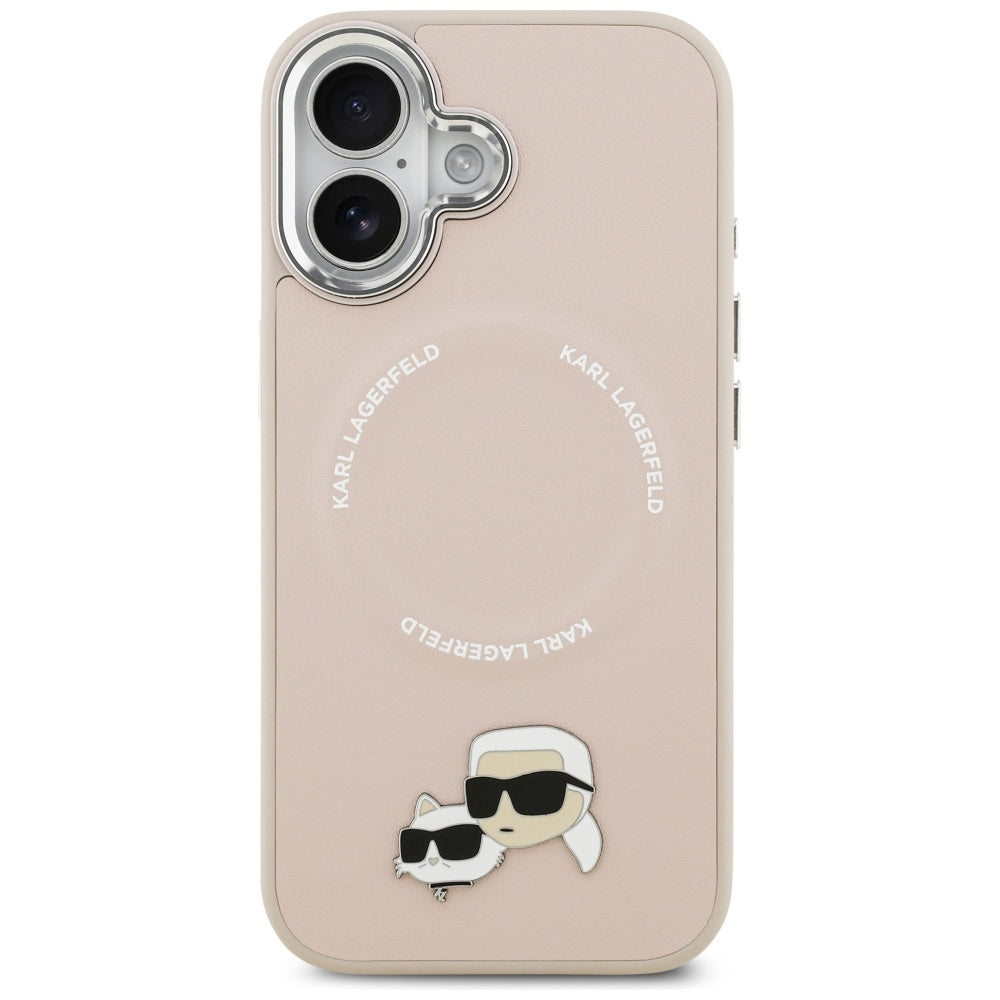 Capa MagSafe para Apple iPhone 17, Karl Lagerfeld, Karl & Choupette Pins, Rosa