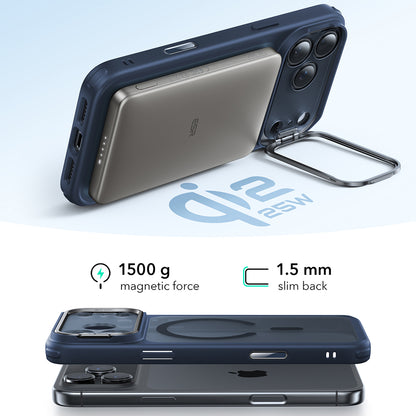 Capa MagSafe para Apple iPhone 17 Pro, ESR, Classic Hybrid Kickstand, Azul Acetinado