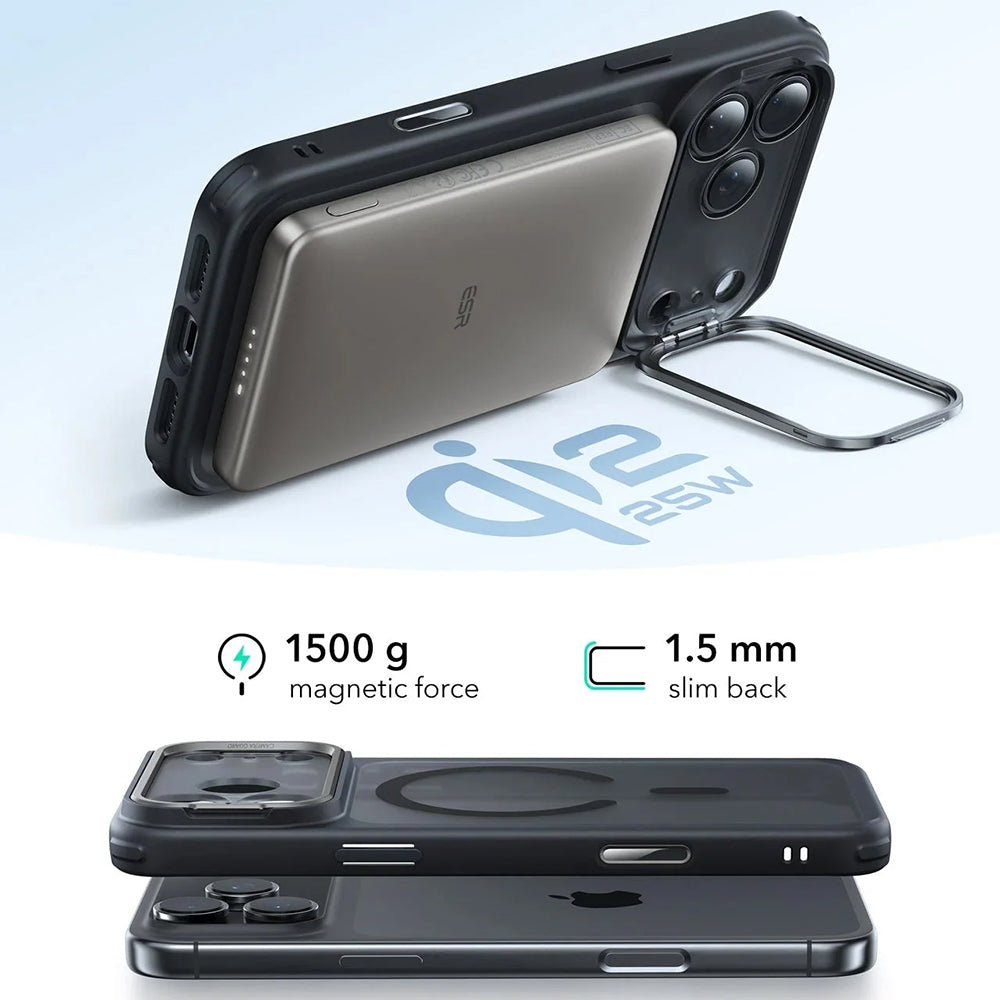Capa MagSafe para Apple iPhone 17 Pro, ESR, Classic Hybrid Kickstand, Preta Fosca