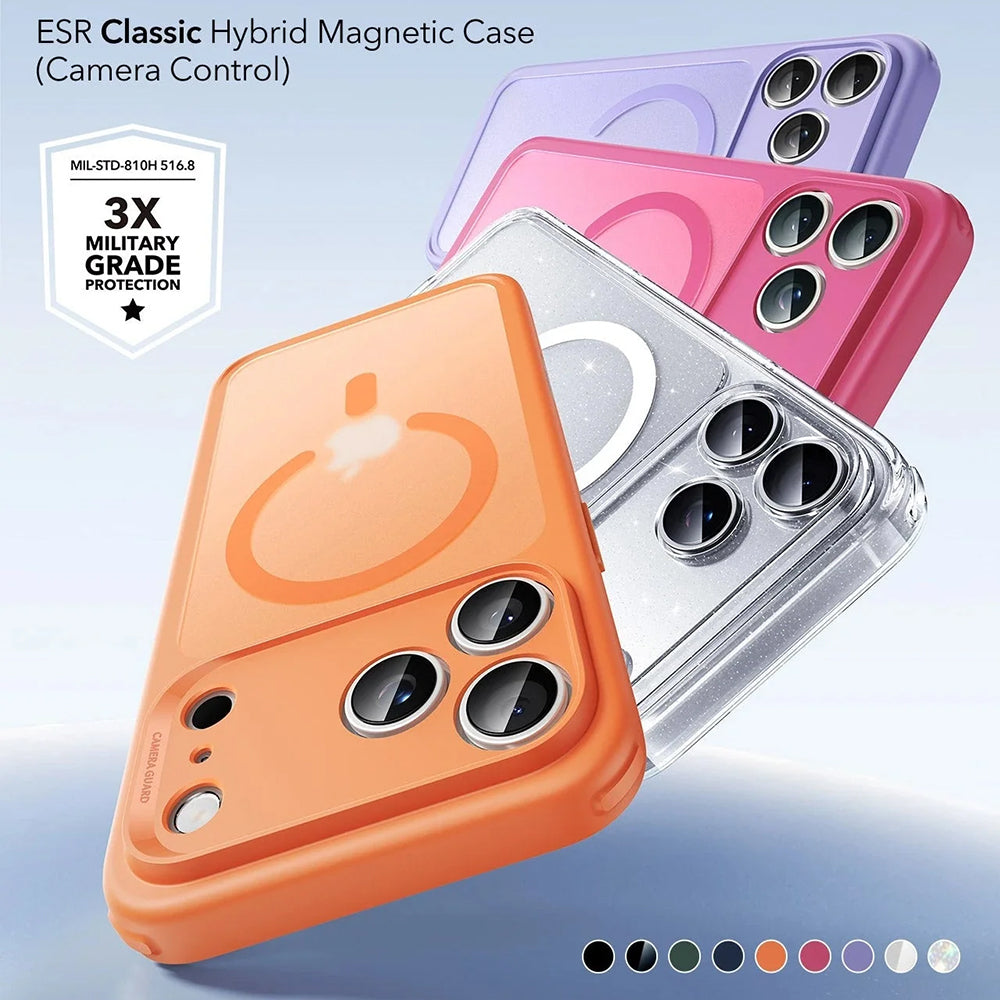 Capa MagSafe para Apple iPhone 17 Pro, ESR, Classic Hybrid Shimmer, Transparente