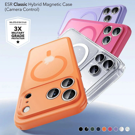 Capa MagSafe para Apple iPhone 17 Pro, ESR, Classic Hybrid Shimmer, Transparente