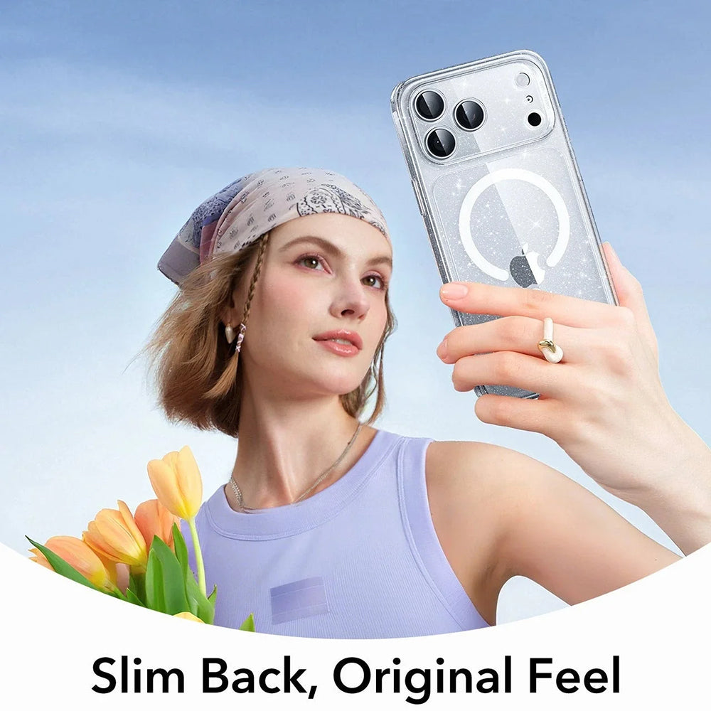 Capa MagSafe para Apple iPhone 17 Pro, ESR, Classic Hybrid Shimmer, Transparente