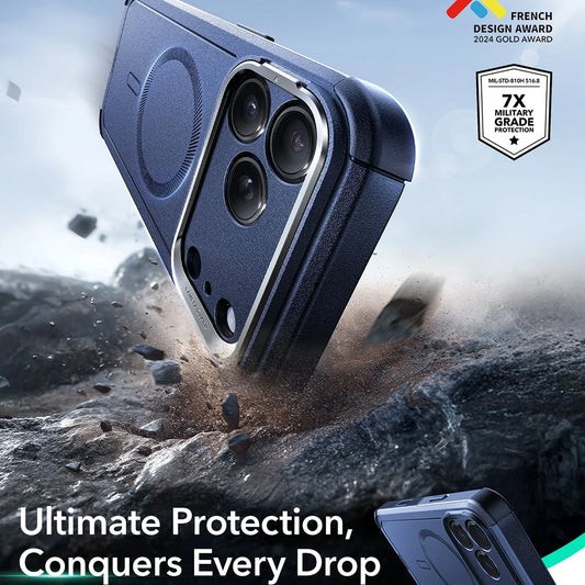 Capa MagSafe para Apple iPhone 17 Pro, ESR, Cyber Armor Kickstand, Azul