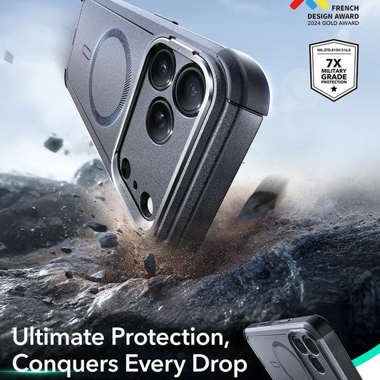 Capa MagSafe para Apple iPhone 17 Pro, ESR, Cyber Armor Kickstand, Cinzento