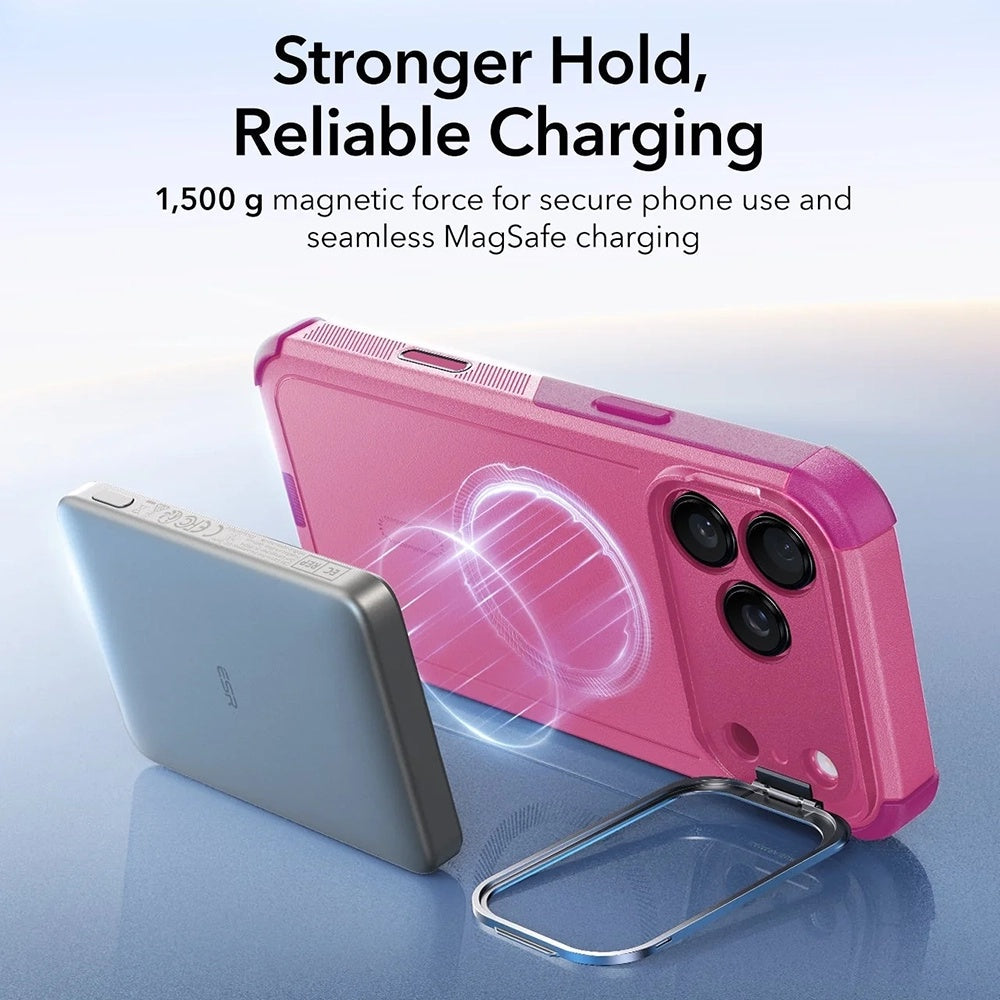 Capa MagSafe para Apple iPhone 17 Pro, ESR, Cyber Armor Kickstand, Rosa