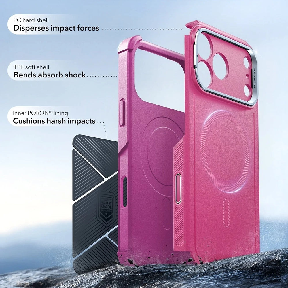 Capa MagSafe para Apple iPhone 17 Pro, ESR, Cyber Armor Kickstand, Rosa