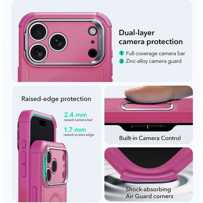Capa MagSafe para Apple iPhone 17 Pro, ESR, Cyber Armor Kickstand, Rosa