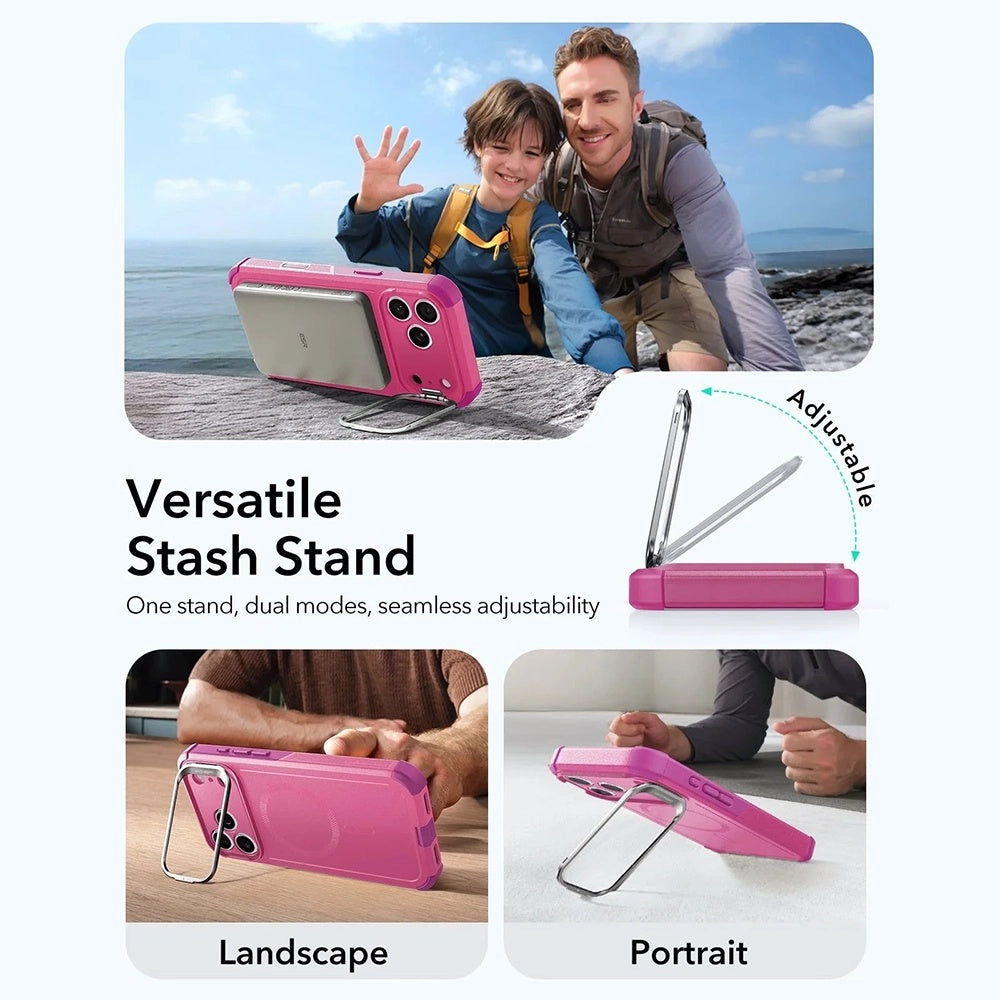 Capa MagSafe para Apple iPhone 17 Pro, ESR, Cyber Armor Kickstand, Rosa