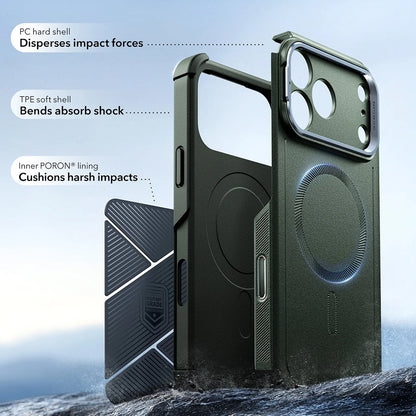 Capa MagSafe para Apple iPhone 17 Pro, ESR, Cyber Armor Kickstand, Verde