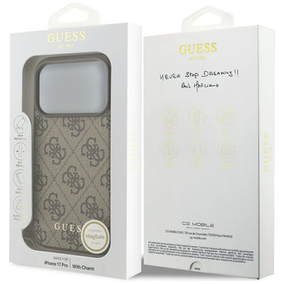 Capa MagSafe para Apple iPhone 17 Pro, Guess, 4G Charm Cradle, Castanho
