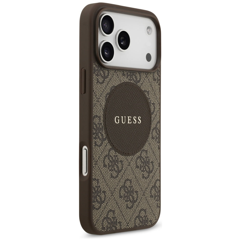 Capa MagSafe para Apple iPhone 17 Pro, Guess, 4G Circle Classic Logo, Castanho