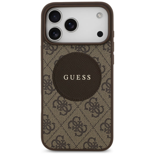 Capa MagSafe para Apple iPhone 17 Pro, Guess, 4G Circle Classic Logo, Castanho