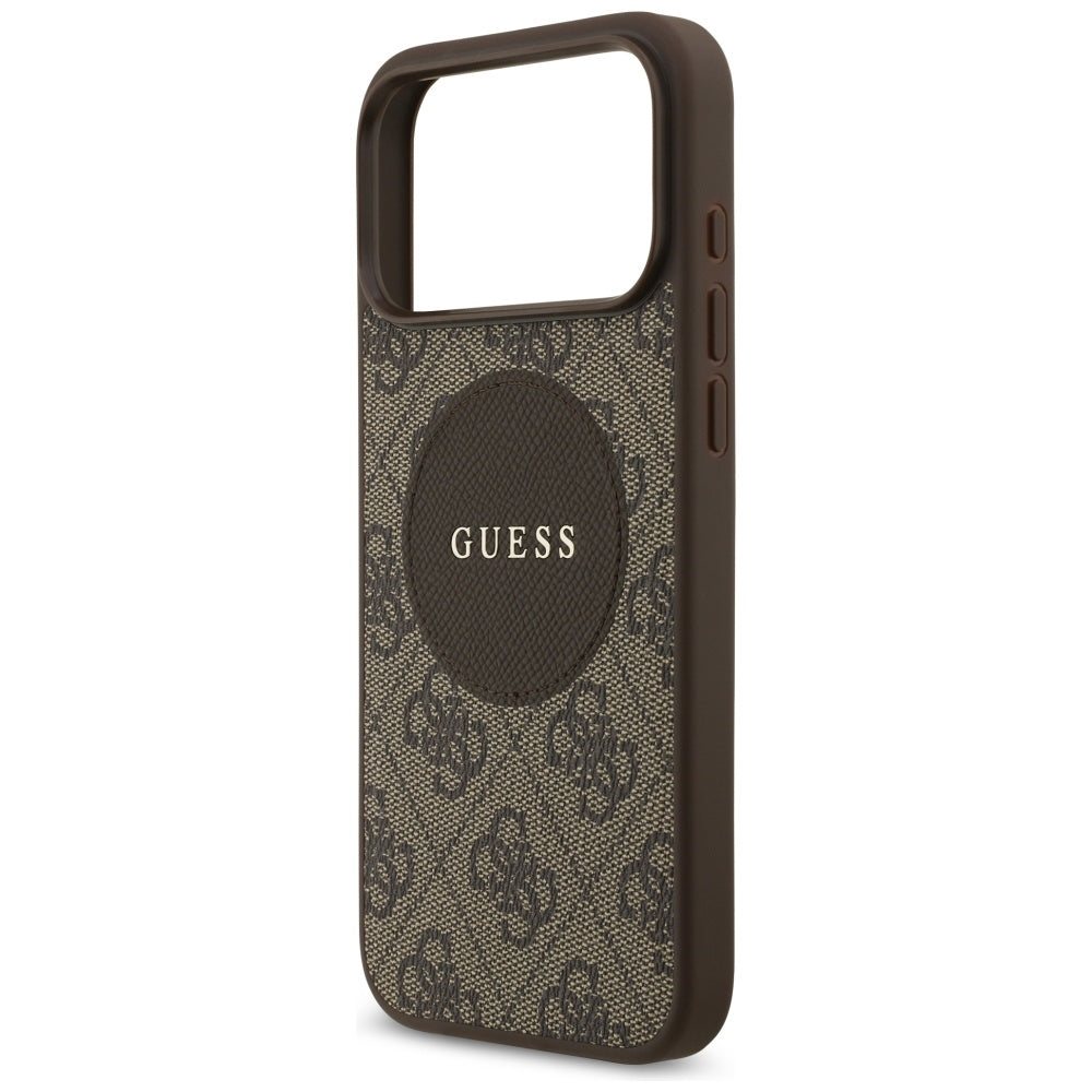 Capa MagSafe para Apple iPhone 17 Pro, Guess, 4G Circle Classic Logo, Castanho
