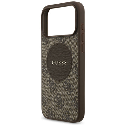 Capa MagSafe para Apple iPhone 17 Pro, Guess, 4G Circle Classic Logo, Castanho