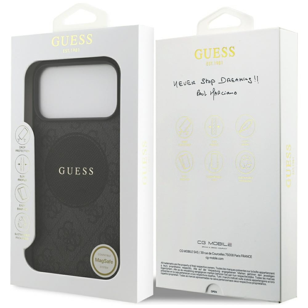 Capa MagSafe para Apple iPhone 17 Pro, Guess, 4G Circle Classic Logo, Preta