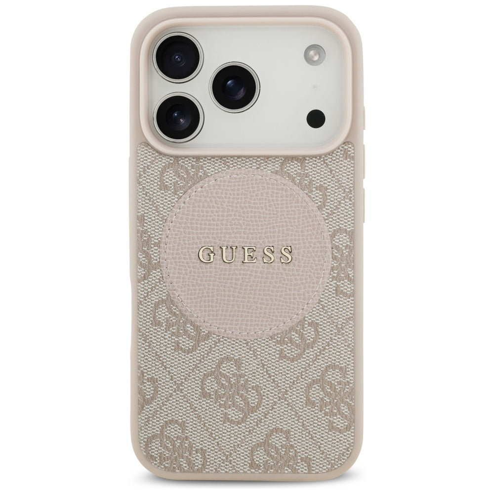 Capa MagSafe para Apple iPhone 17 Pro, Guess, 4G Circle Classic Logo, Rosa