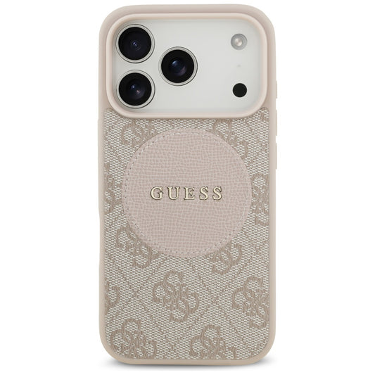 Capa MagSafe para Apple iPhone 17 Pro, Guess, 4G Circle Classic Logo, Rosa