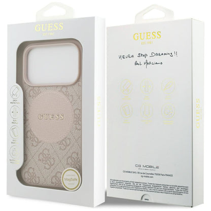 Capa MagSafe para Apple iPhone 17 Pro, Guess, 4G Circle Classic Logo, Rosa