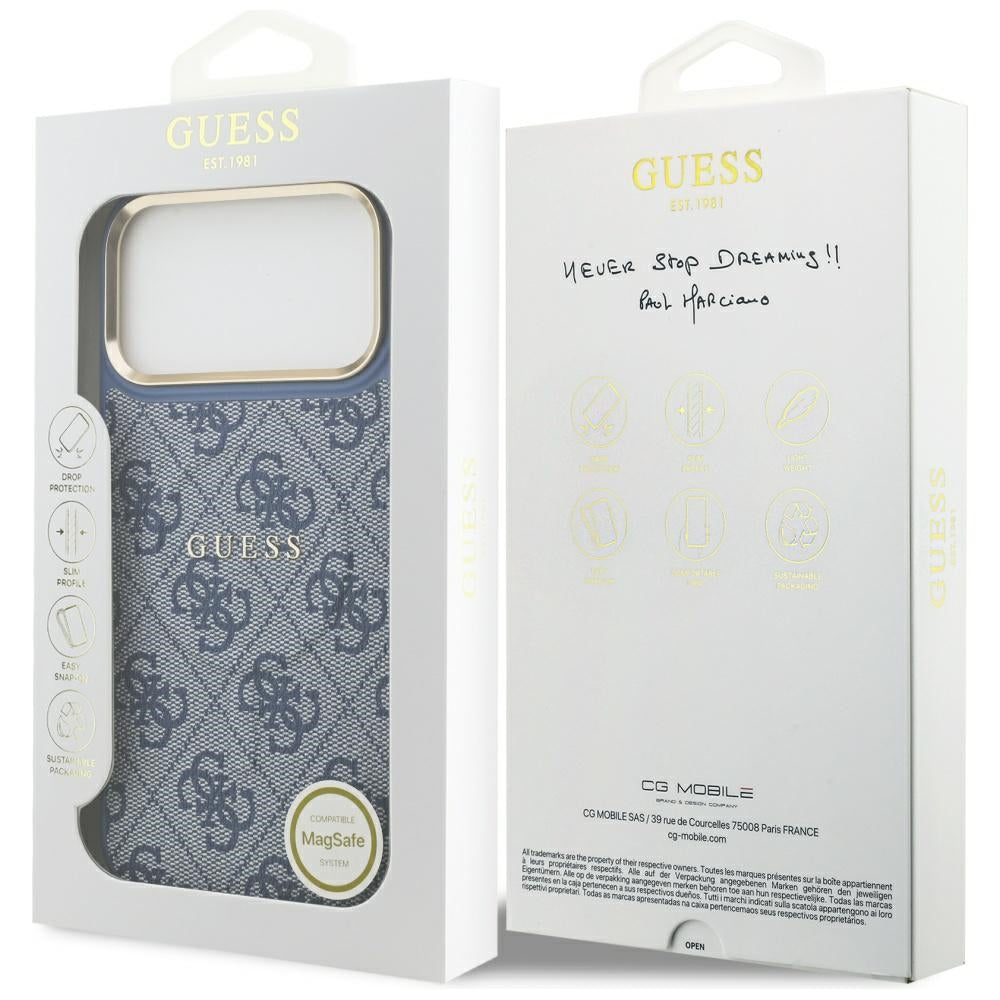 Capa MagSafe para Apple iPhone 17 Pro, Guess, 4G Classic, Azul