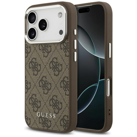 Capa MagSafe para Apple iPhone 17 Pro, Guess, 4G Classic Logo, Castanho