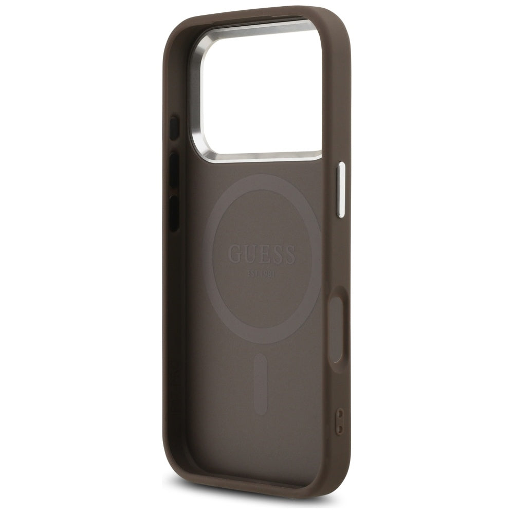 Capa MagSafe para Apple iPhone 17 Pro, Guess, 4G Classic Logo, Castanho