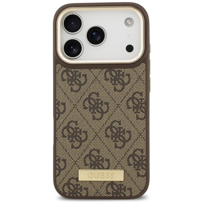 Capa MagSafe para Apple iPhone 17 Pro, Guess, 4G Logo Plate, Castanho