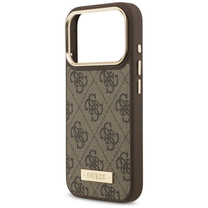 Capa MagSafe para Apple iPhone 17 Pro, Guess, 4G Logo Plate, Castanho