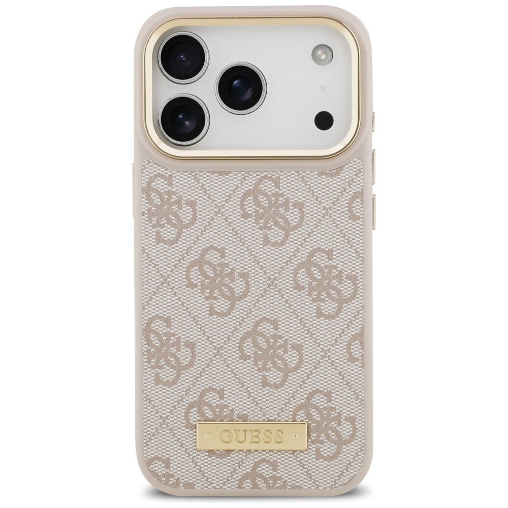 Capa MagSafe para Apple iPhone 17 Pro, Guess, 4G Logo Plate, Rosa