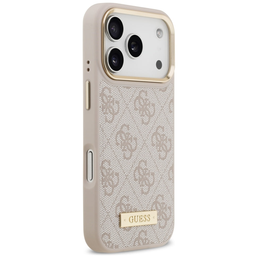 Capa MagSafe para Apple iPhone 17 Pro, Guess, 4G Logo Plate, Rosa