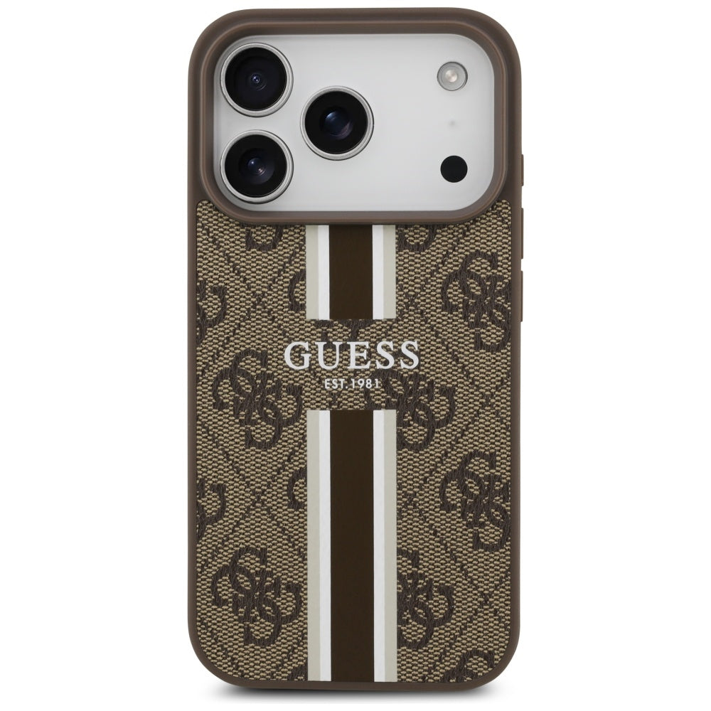 Capa MagSafe para Apple iPhone 17 Pro, Guess, 4G Printed Stripes, Marrom