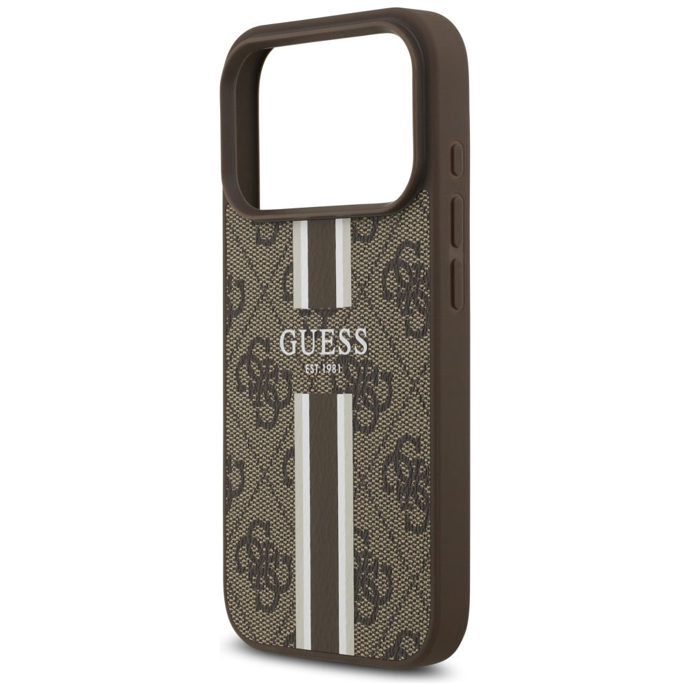 Capa MagSafe para Apple iPhone 17 Pro, Guess, 4G Printed Stripes, Marrom