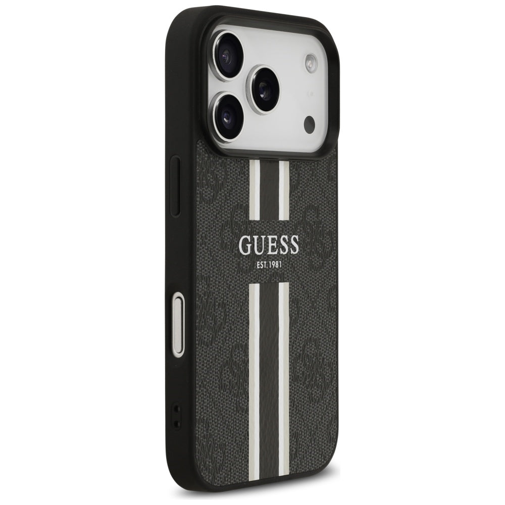 Capa MagSafe para Apple iPhone 17 Pro, Guess, 4G Printed Stripes, Preta