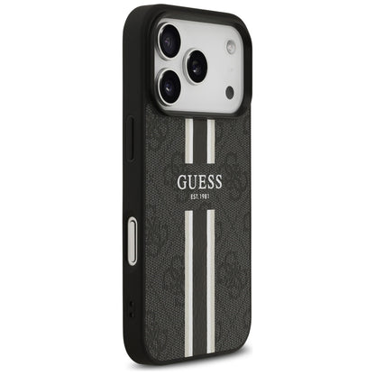 Capa MagSafe para Apple iPhone 17 Pro, Guess, 4G Printed Stripes, Preta