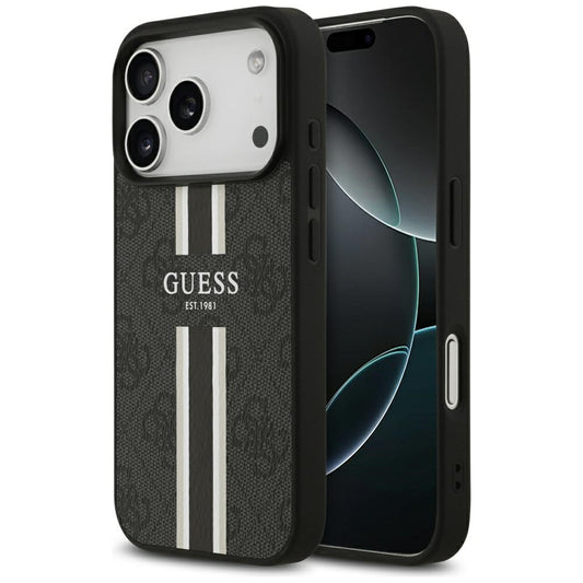 Capa MagSafe para Apple iPhone 17 Pro, Guess, 4G Printed Stripes, Preta