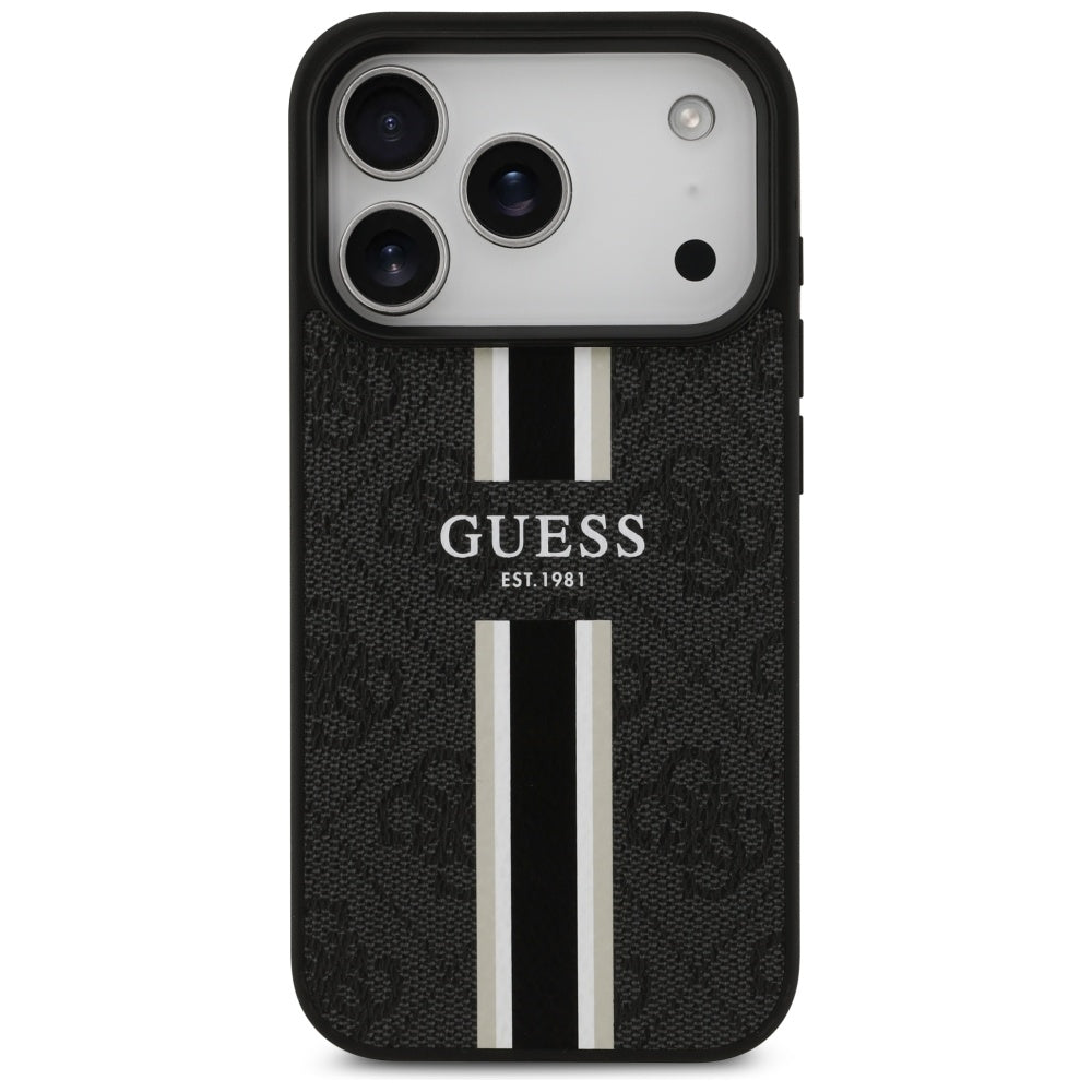 Capa MagSafe para Apple iPhone 17 Pro, Guess, 4G Printed Stripes, Preta