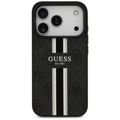 Capa MagSafe para Apple iPhone 17 Pro, Guess, 4G Printed Stripes, Preta