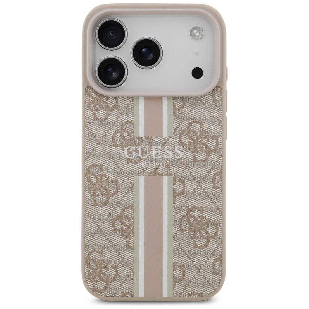 Capa MagSafe para Apple iPhone 17 Pro, Guess, 4G Printed Stripes, Rosa
