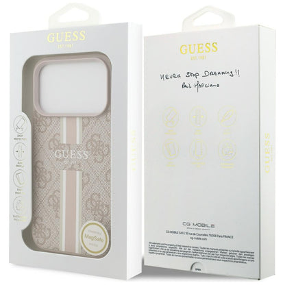 Capa MagSafe para Apple iPhone 17 Pro, Guess, 4G Printed Stripes, Rosa