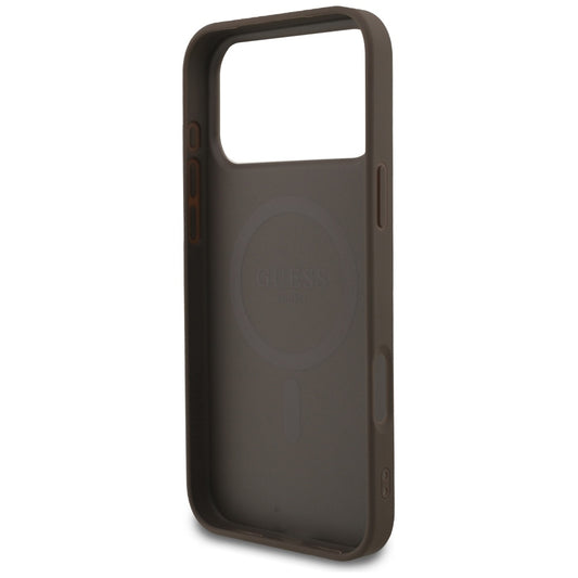 Capa MagSafe para Apple iPhone 17 Pro, Guess, 4G Ring Classic Logo, Castanho