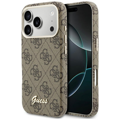 Capa MagSafe para Apple iPhone 17 Pro, Guess, 4G Script Logo, Castanho