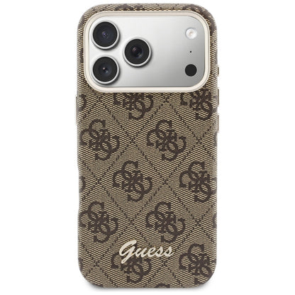 Capa MagSafe para Apple iPhone 17 Pro, Guess, 4G Script Logo, Castanho