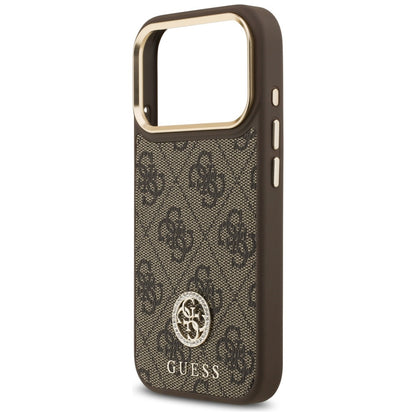Capa MagSafe para Apple iPhone 17 Pro, Guess, 4G Strass Logo com Alça Grande, Marrom