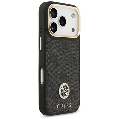 Capa MagSafe para Apple iPhone 17 Pro, Guess, 4G Strass Logo com Alça Grande, Preta