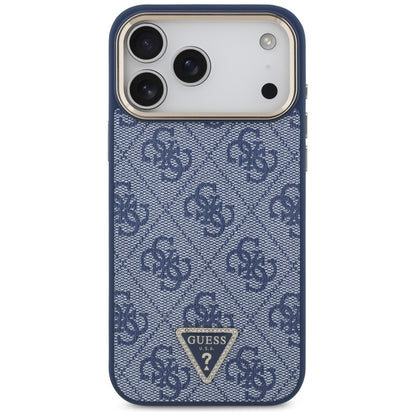 Capa MagSafe para Apple iPhone 17 Pro, Guess, Logo Triângulo 4G, Azul Dourado