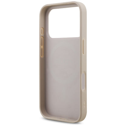 MagSafe Case for Apple iPhone 17 Pro, Guess, 4G Triangle Logo with Pearl Strap, Pink