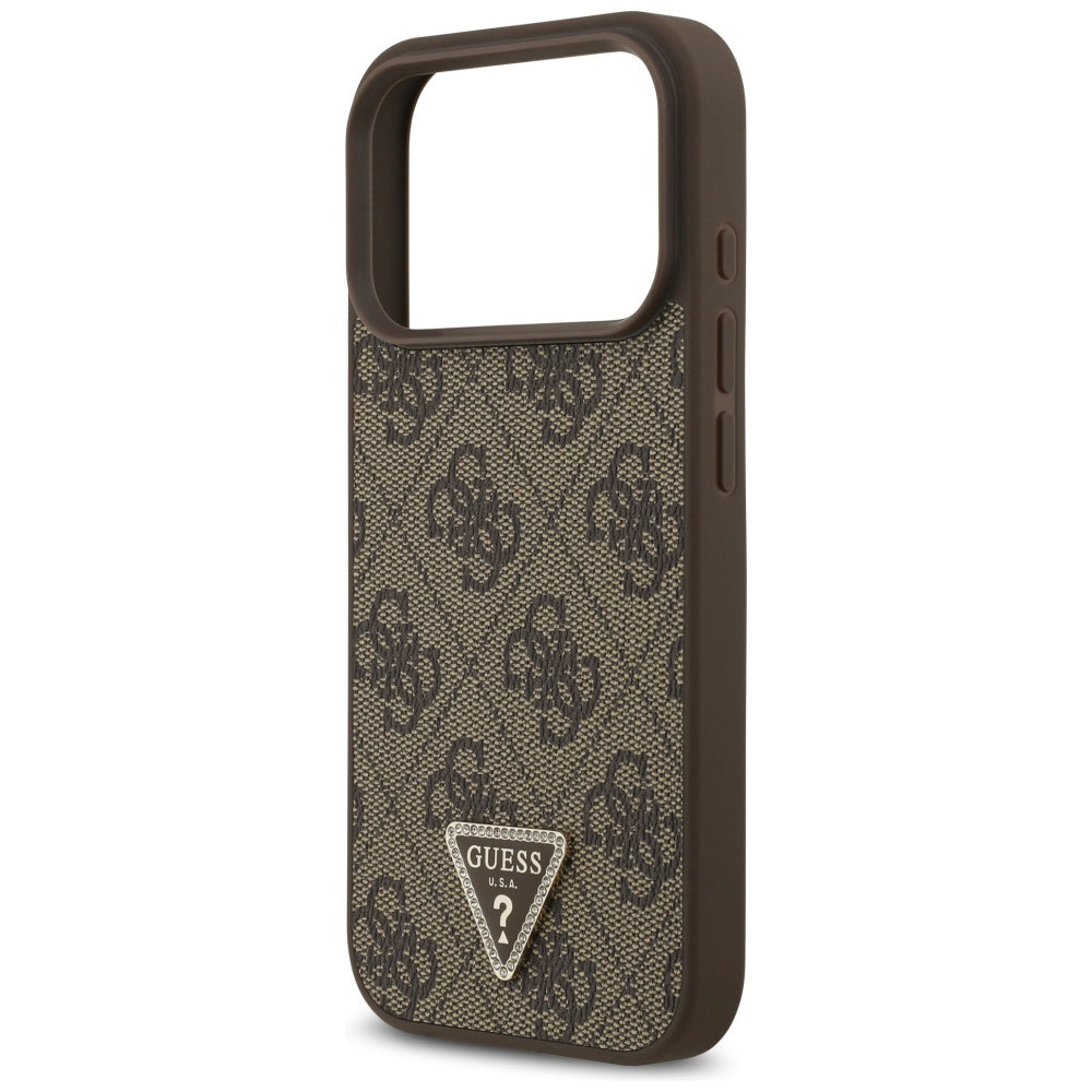 MagSafe Case for Apple iPhone 17 Pro, Guess, 4G Triangle Strass, Brown