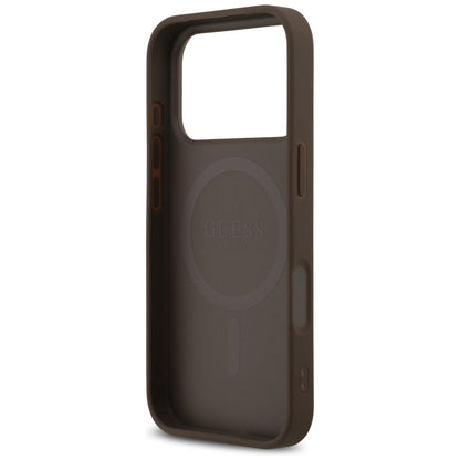 MagSafe Case for Apple iPhone 17 Pro, Guess, 4G Triangle Strass, Brown